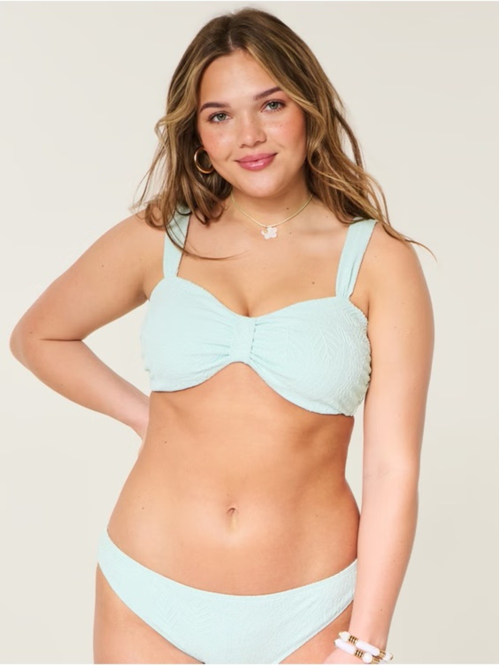 Hollister Light Blue Textured Bikini Set